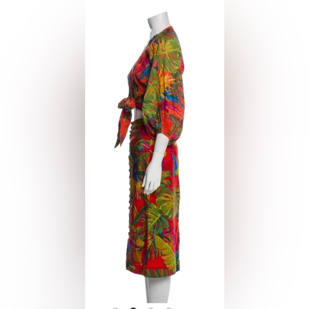 Farm Rio  Anthropologie Urban Jungle Button Down Midi Skirt & Tie Blouse - Picture 8 of 15
